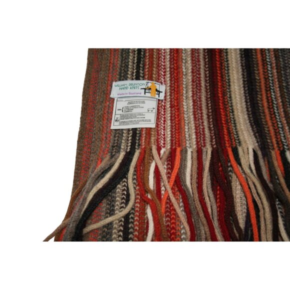 William Brunton Hand Knits Pure Lambswool Stripe Scarf Made in Scotland Heritage - Picture 2 of 5
